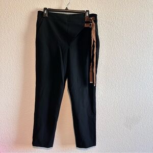 Tibi Wrap Trouser Pants Size 6 4? High Rise Leg Slit Hem Adjustable Strap Black